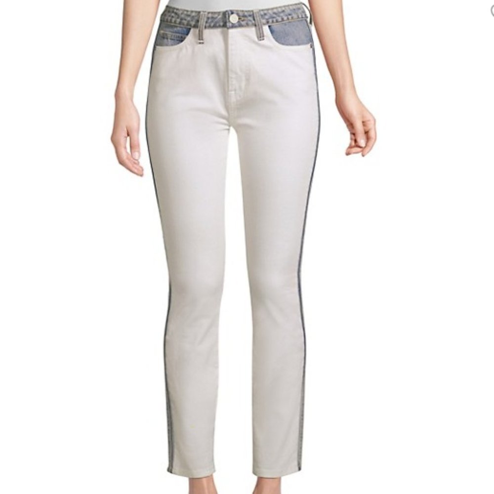 Joie Gracelyn Two Tone Skinny White Ankle Jeans